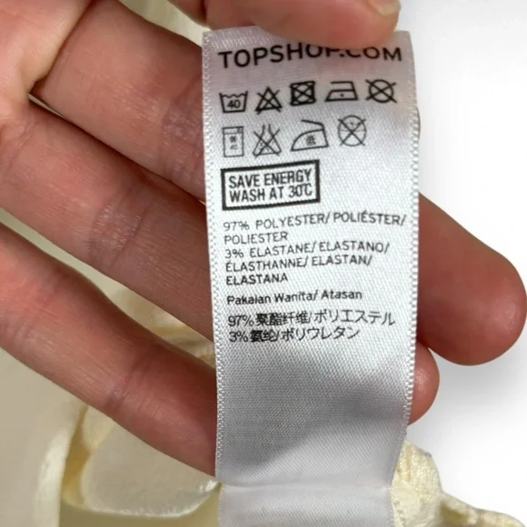 Topshop Blouse Size Xs Cream Vneck Office Minimalist Business Neutral Oldmoney - Picture 9 of 9